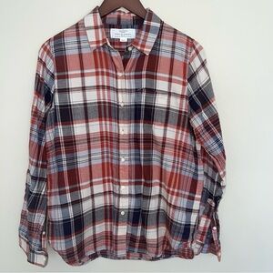 Trovata Birds of Paradis Grace Classic Button Down Shirt in Plaid S 100% Cotton
